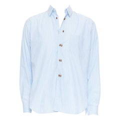 COMME DES GARCONS CAMISETA azul rayas blancas botones en forma de haba camisa S