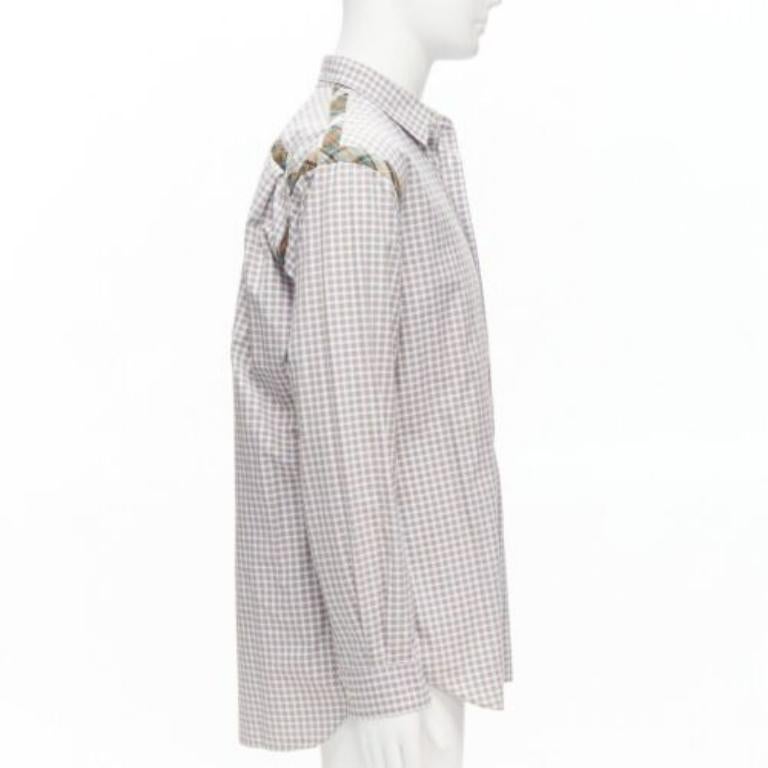 COMME DES GARCONS SHIRT brown blue white mixed plaid cotton shirt L In Excellent Condition In Hong Kong, NT