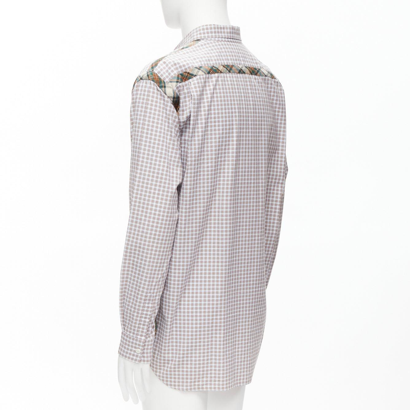 COMME DES GARCONS SHIRT brown blue white mixed plaid cotton shirt L For Sale 1