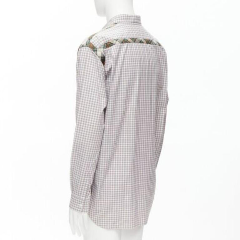 COMME DES GARCONS SHIRT brown blue white mixed plaid cotton shirt L 1