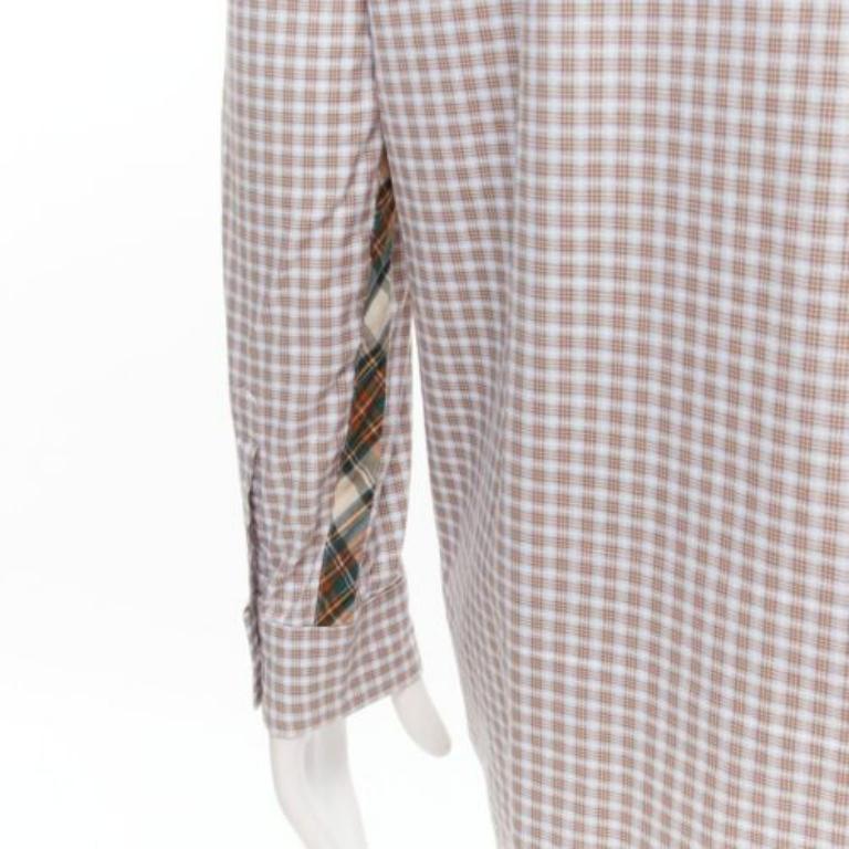 COMME DES GARCONS SHIRT brown blue white mixed plaid cotton shirt L 2