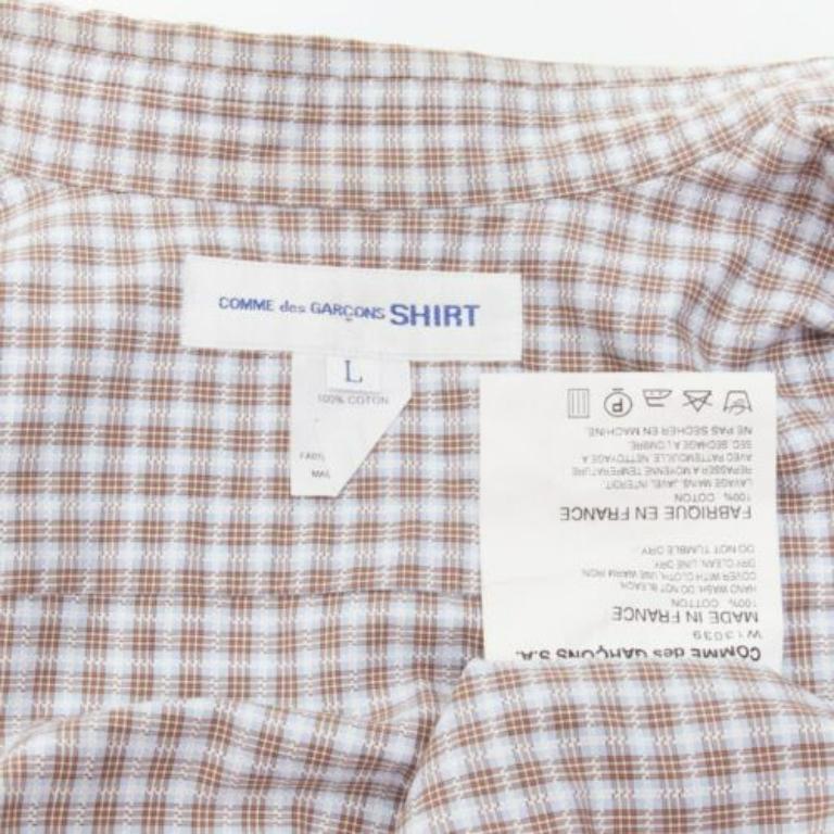 COMME DES GARCONS SHIRT brown blue white mixed plaid cotton shirt L 3