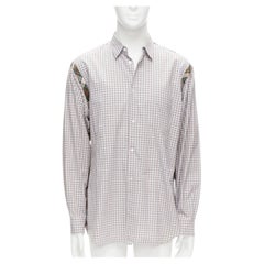 COMME DES GARCONS SHIRT brown blue white mixed plaid cotton shirt L