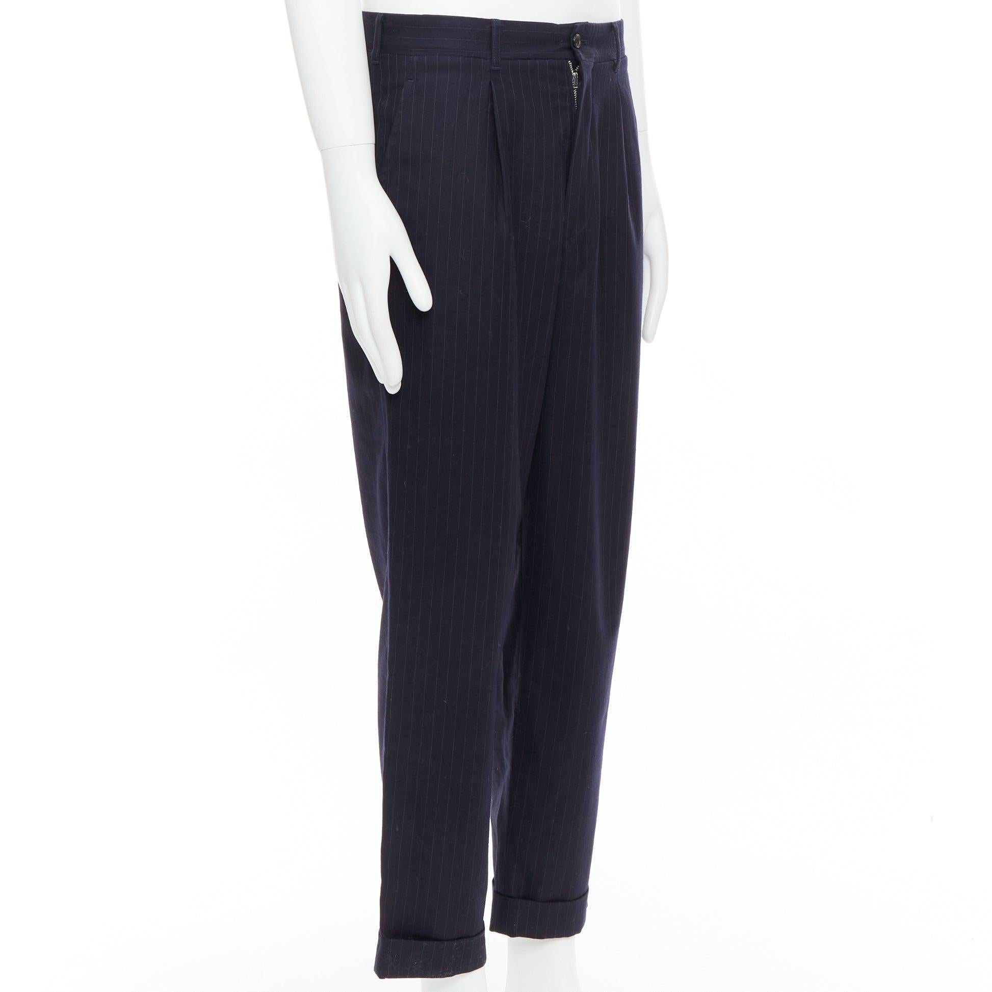 COMME DES GARCONS SHIRT marineblaue Hose mit Nadelstreifen aus 100 % Wolle S (Schwarz) im Angebot