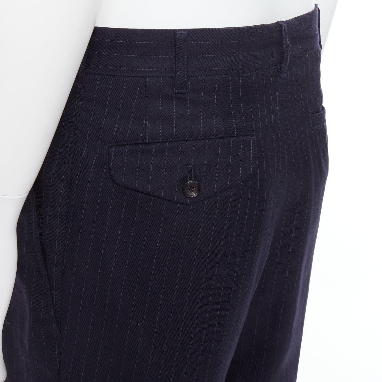 COMME DES GARCONS SHIRT marineblaue Hose mit Nadelstreifen aus 100 % Wolle S im Angebot 2