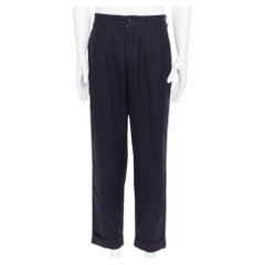COMME DES GARCONS SHIRT navy 100% wool pinstripe tapered pants S