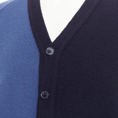 COMME DES GARCONS SHIRT navy blue two-tone button cardigan sweater XL