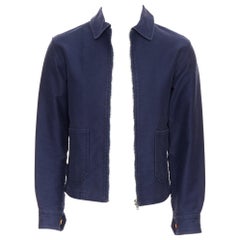 COMME DES GARCONS SHIRT veste de travailleur en coton lavé bleu marine avec fermeture éclair XS