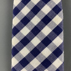 COMME des GARCONS SHIRT Navy & White Gingham Plaid Cotton Skinny Tie