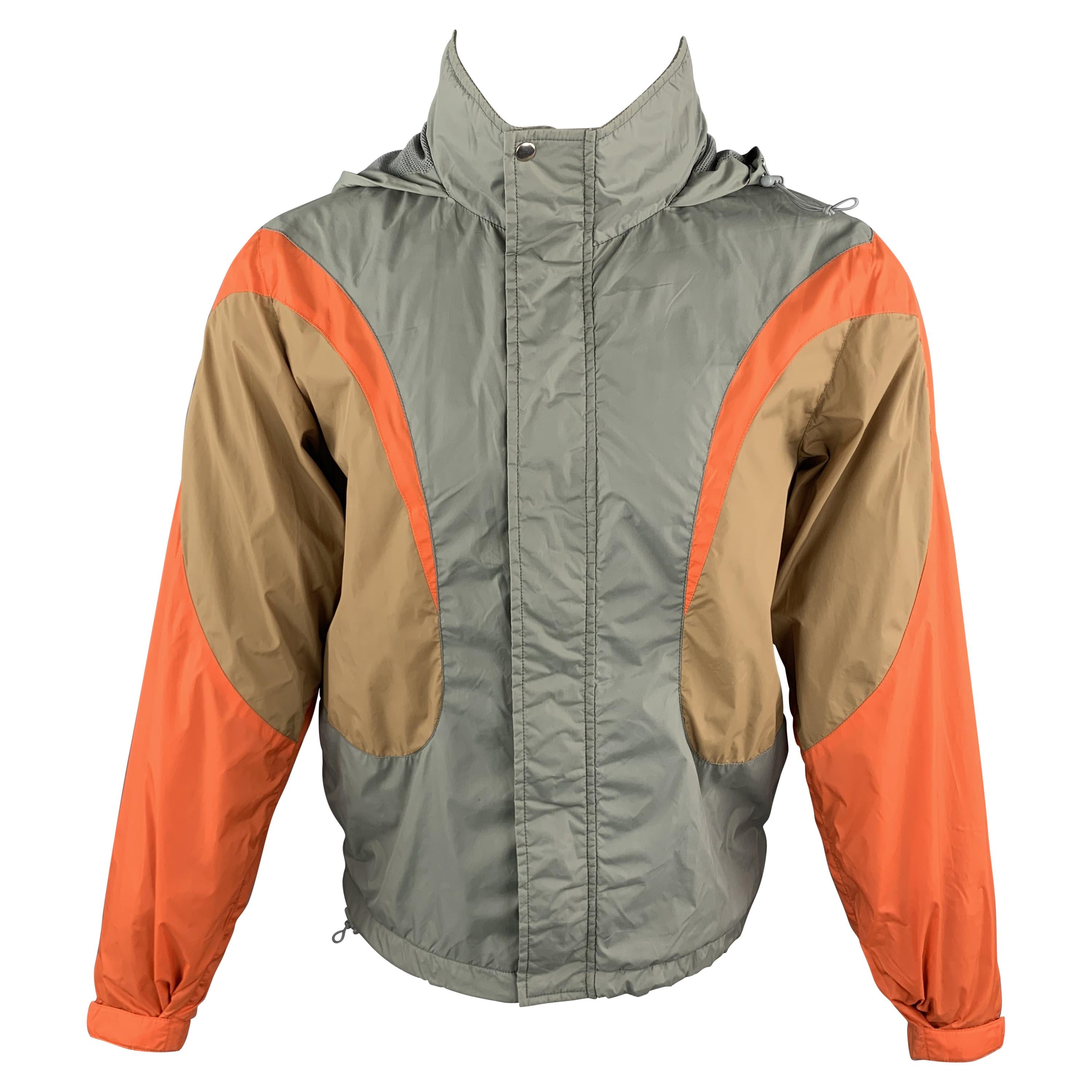 COMME des GARCONS SHIRT S Gray and Brown Color Block Full Zip Windbreaker  Jacket
