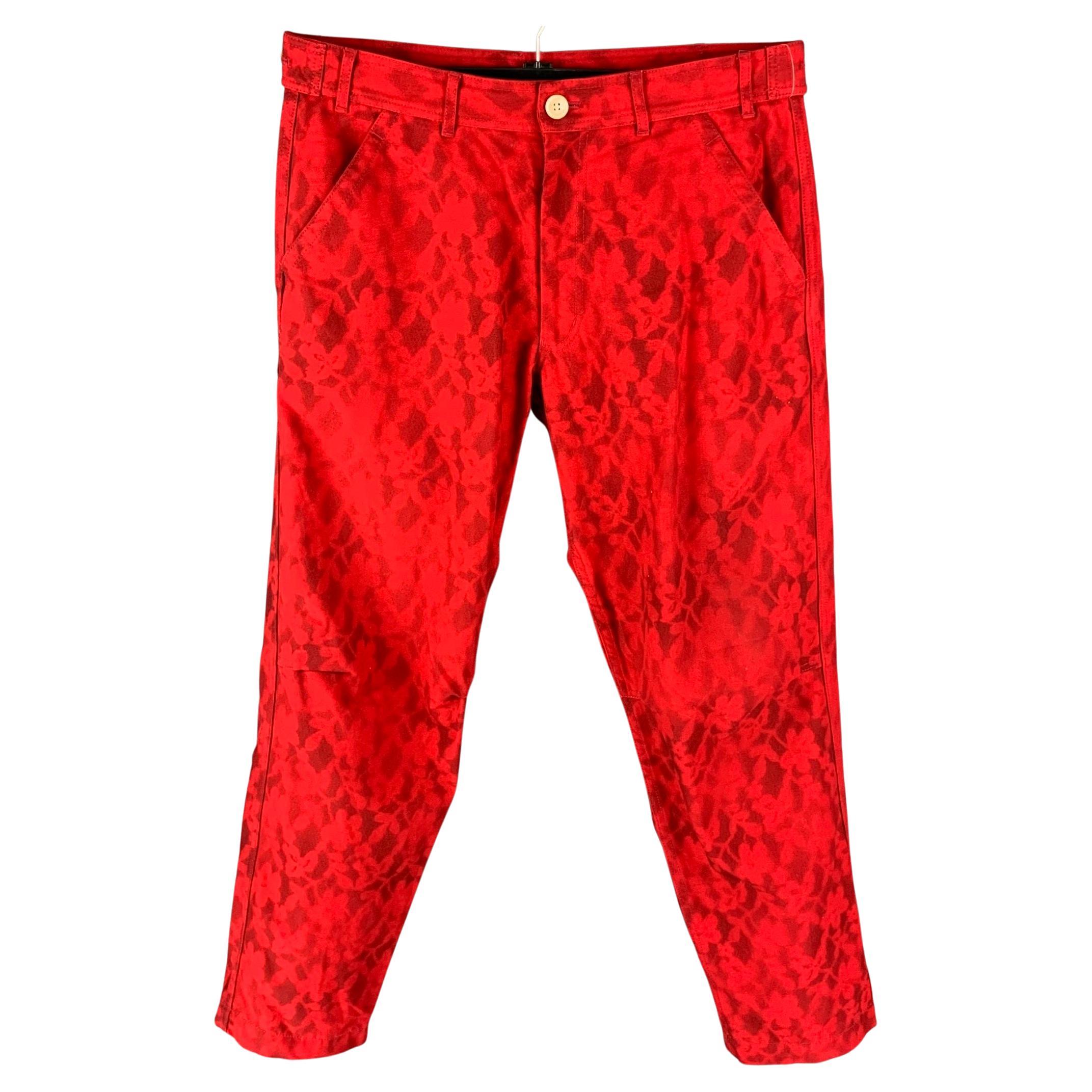 COMME des GARCONS SHIRT Size 34 Red Black Dyed Cotton Casual Pants