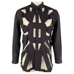 COMME des GARCONS SHIRT Size L Black Cut Outs Cotton Button Up Long Sleeve Shirt