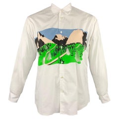COMME des GARCONS SHIRT Size L White Graphic Cotton Cutout Long Sleeve Shirt
