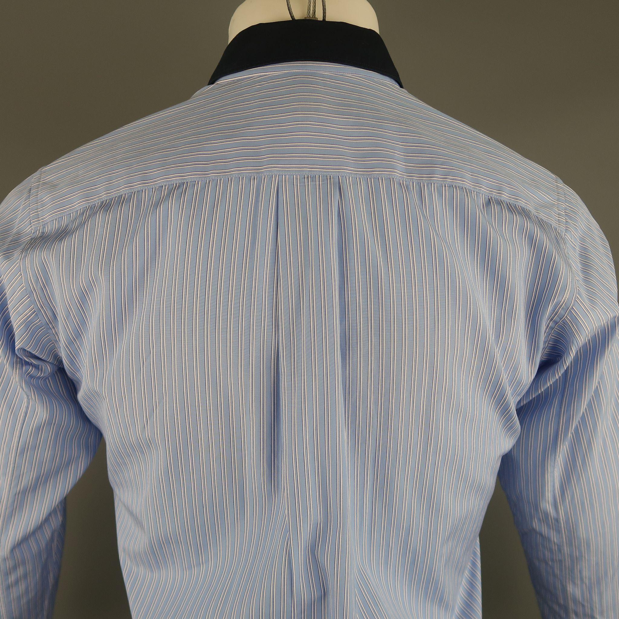 Gray COMME des GARCONS SHIRT Size M Blue Stripe Cotton Long Sleeve Shirt