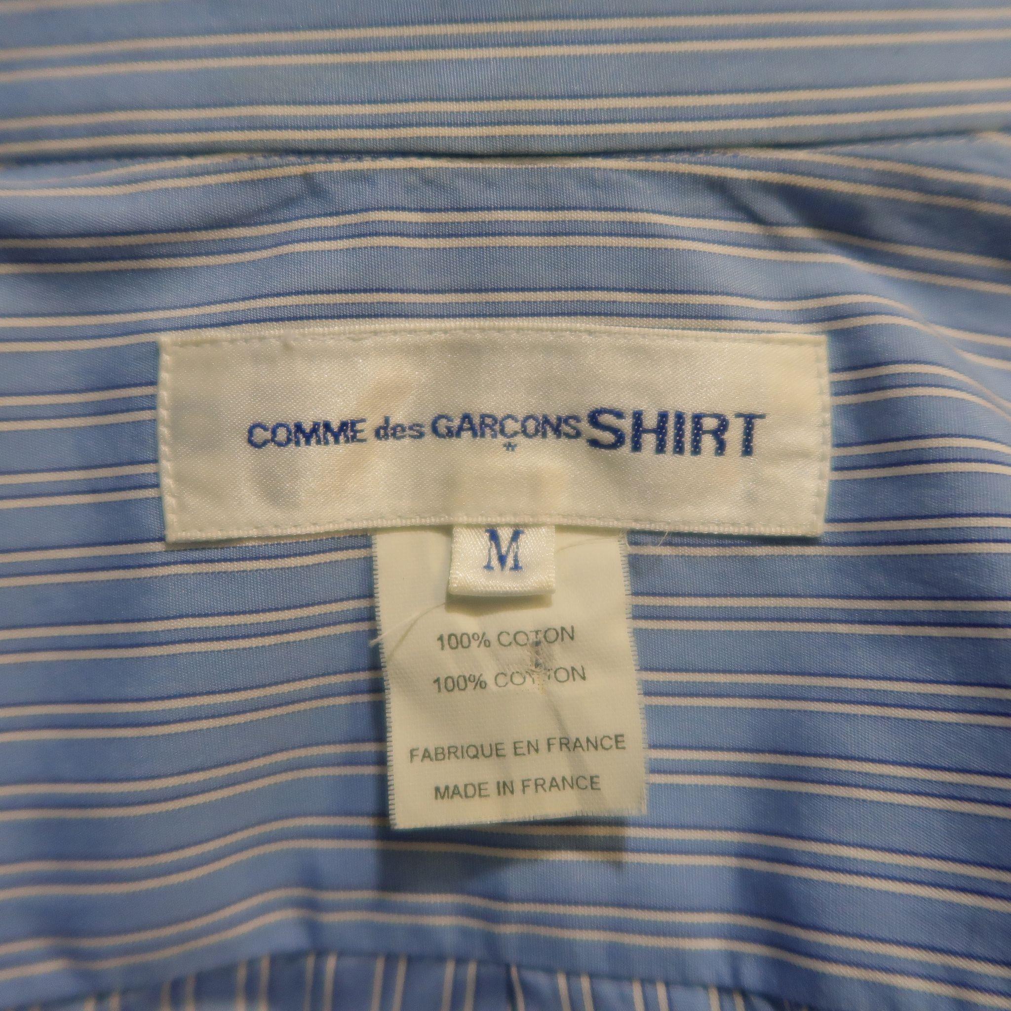Men's COMME des GARCONS SHIRT Size M Blue Stripe Cotton Long Sleeve Shirt