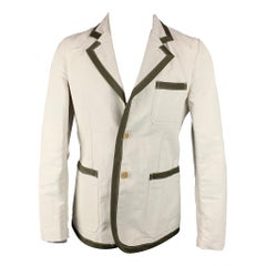 COMME des GARCONS SHIRT Size M Off White & Olive Linen / Cotton Jacket
