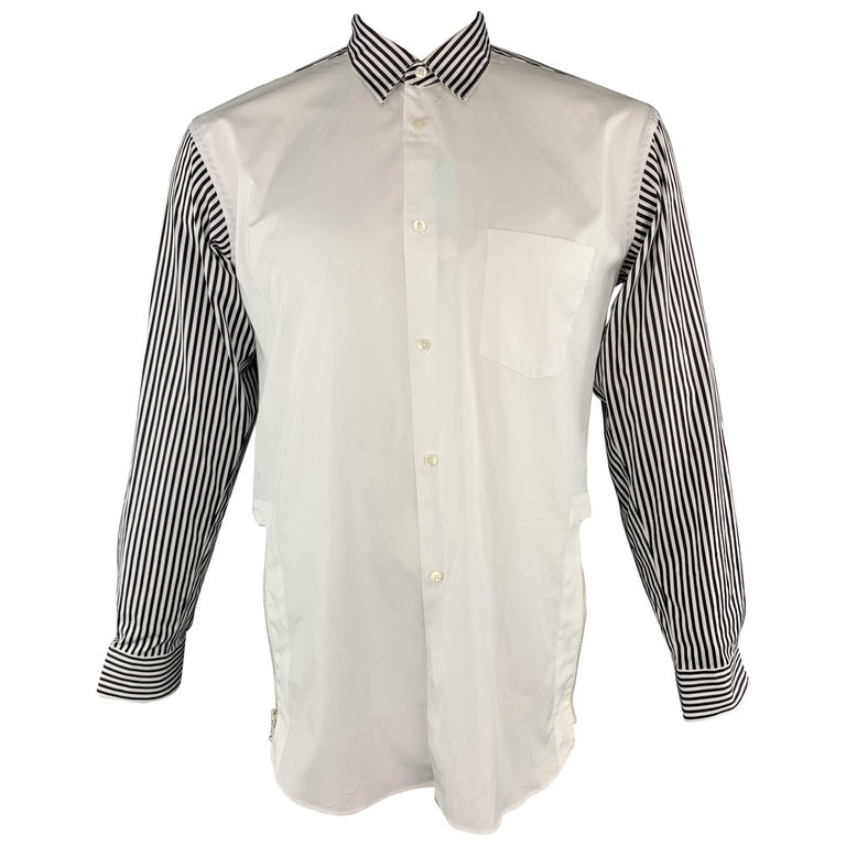 COMME des GARCONS SHIRT Size M White and Black Cotton Long Sleeve Shirt ...