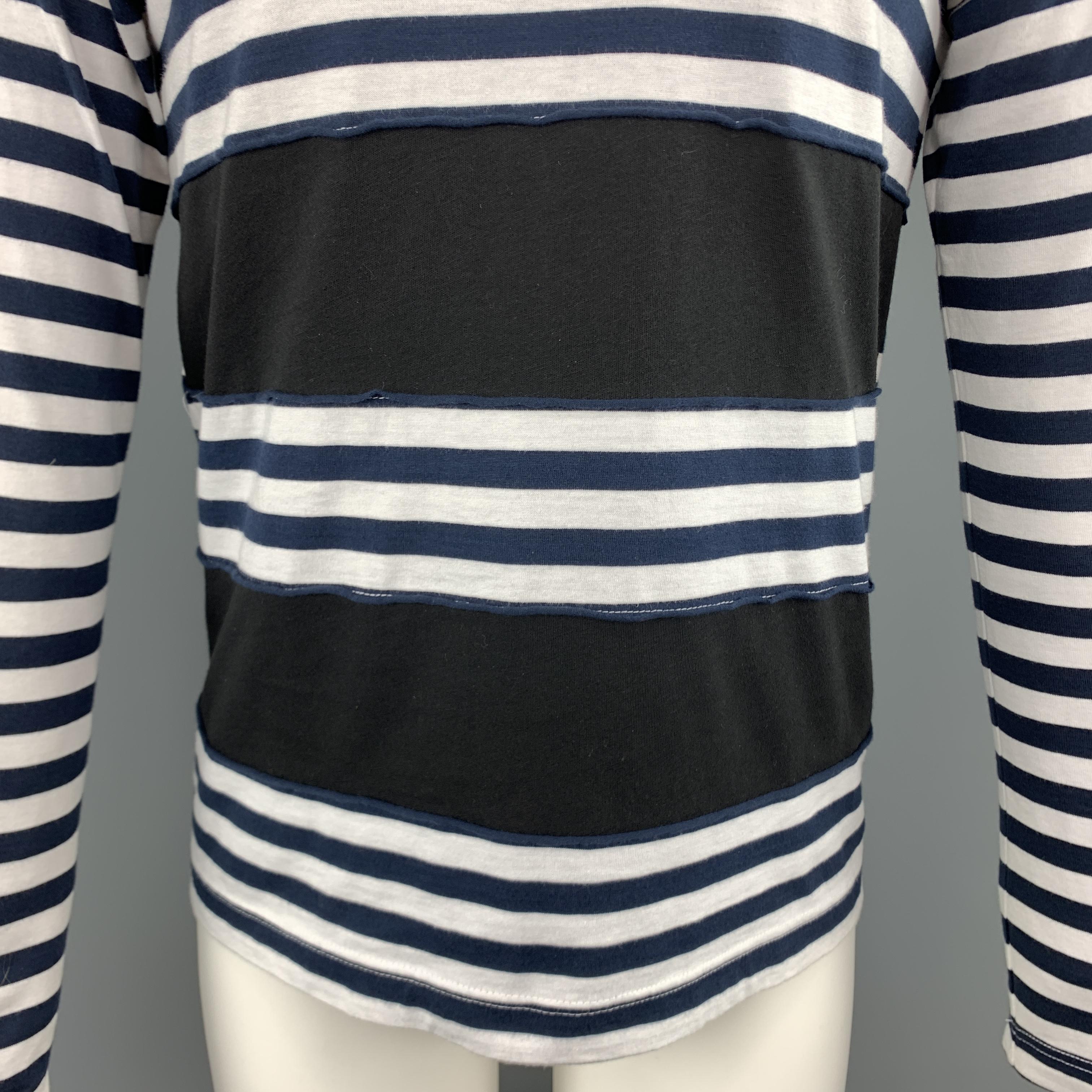 COMME des GARCONS SHIRT Size S Navy Black & White Striped Long Sleeve T-shirt In New Condition In San Francisco, CA