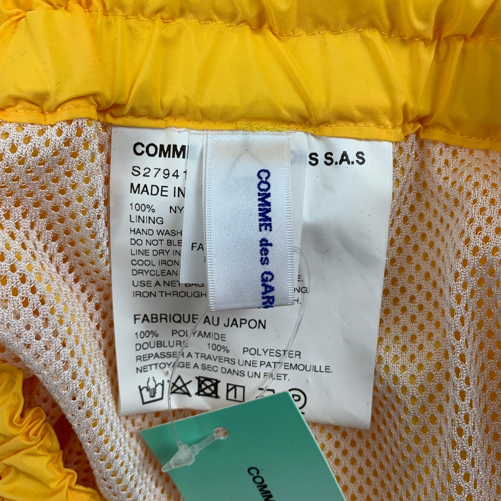 COMME des GARCONS SHIRT Size S Yellow Pink Stripe Polyamide Shorts In New Condition In San Francisco, CA
