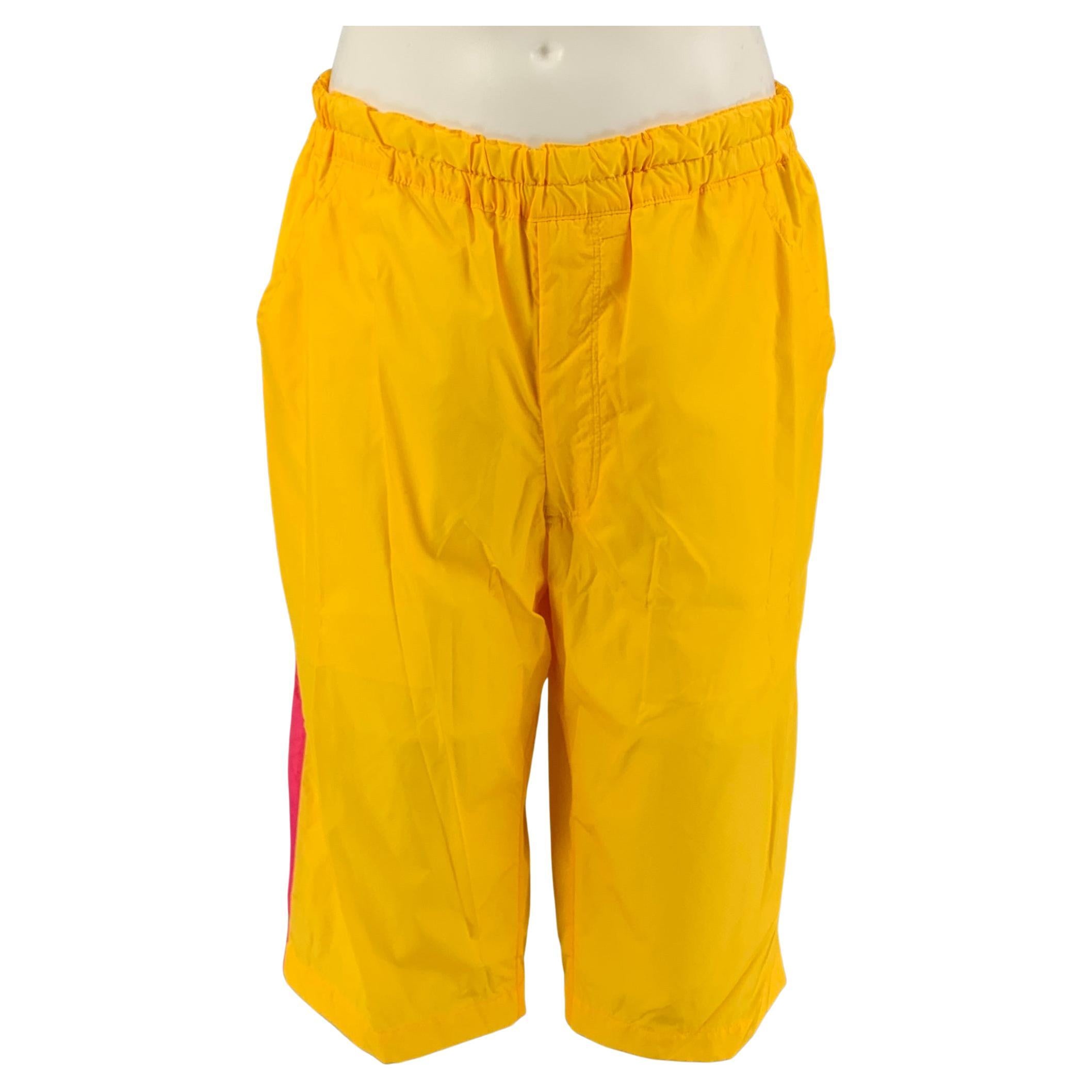 COMME des GARCONS SHIRT Size S Yellow Pink Stripe Polyamide Shorts
