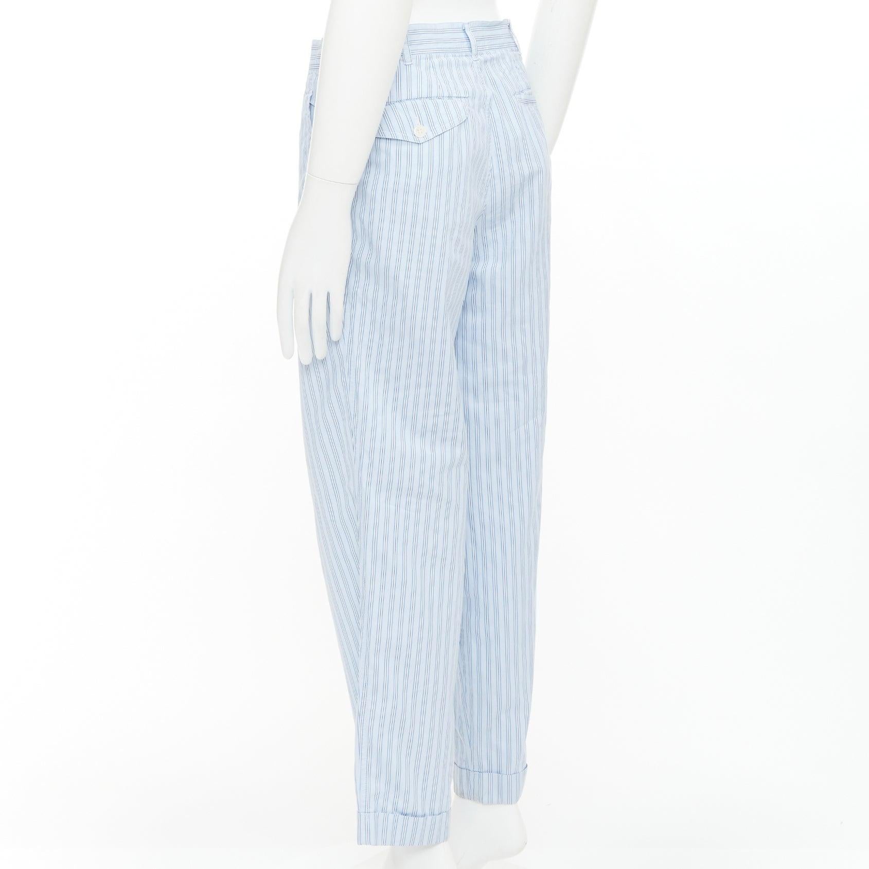 COMME DES GARCONS Pantalones de popelín de algodón a rayas de cintura media estilo pijama S en venta 1