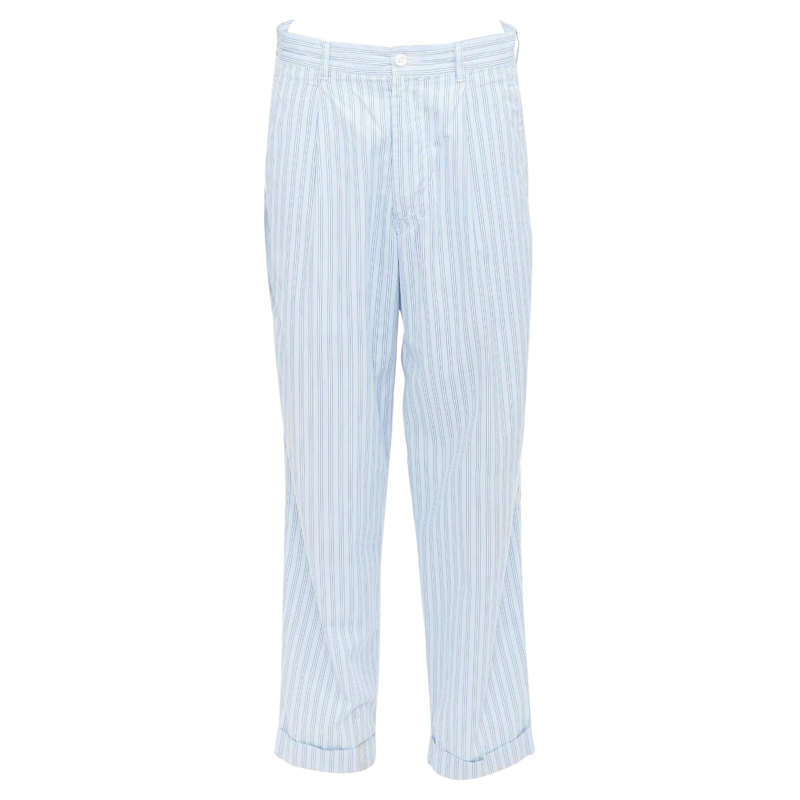 COMME DES GARCONS Pantalones de popelín de algodón a rayas de cintura media estilo pijama S en venta