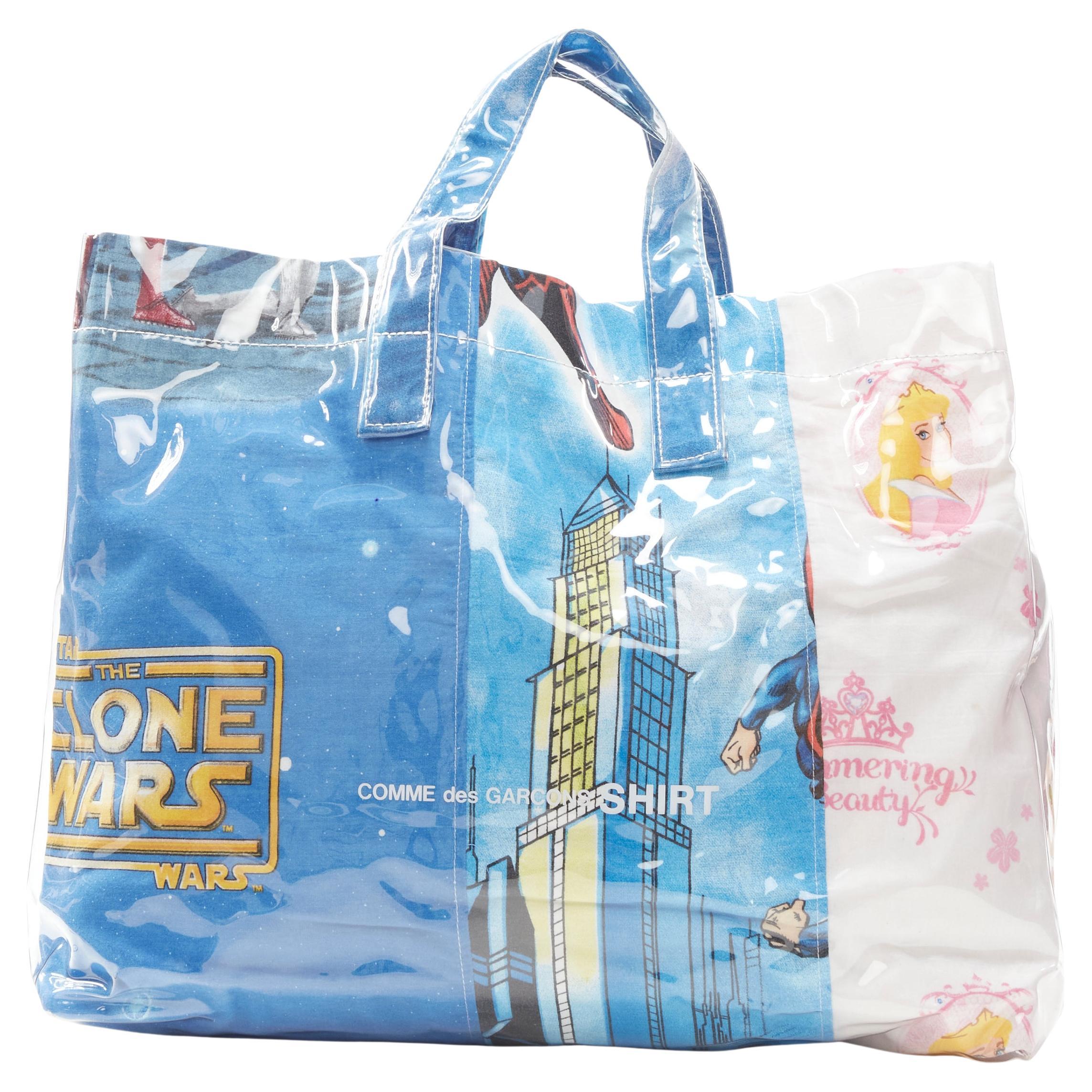 COMME DES GARCONS SHIRT The Clone Wars Barbie patchwork PVC tote bag