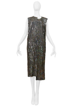 Comme Des Garcons Silver Sequin Asymmetrical Cocktail Dress 2000