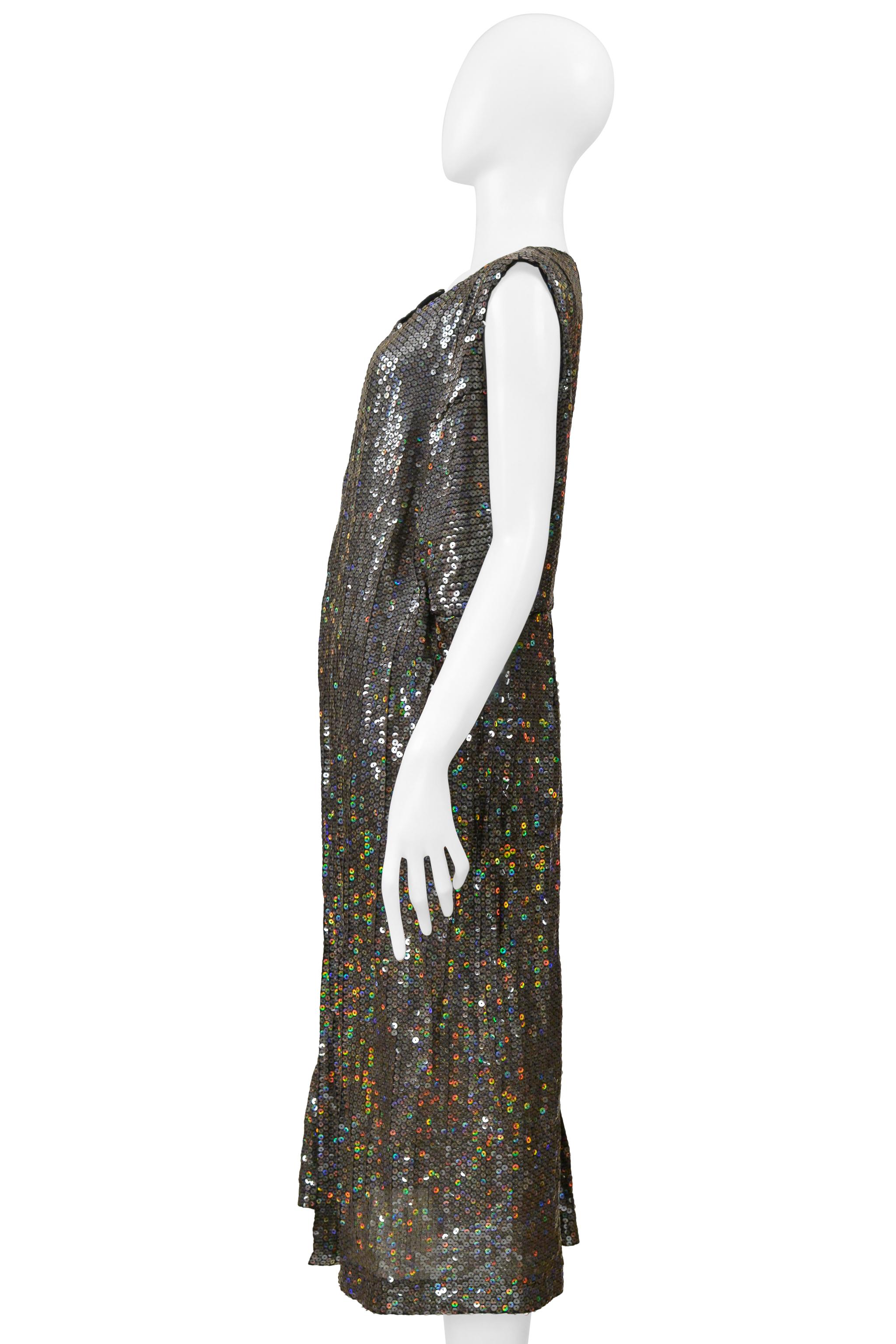 Comme Des Garcons Silver Sequin Asymmetrical Cocktail Dress 2000 In Excellent Condition For Sale In Los Angeles, CA