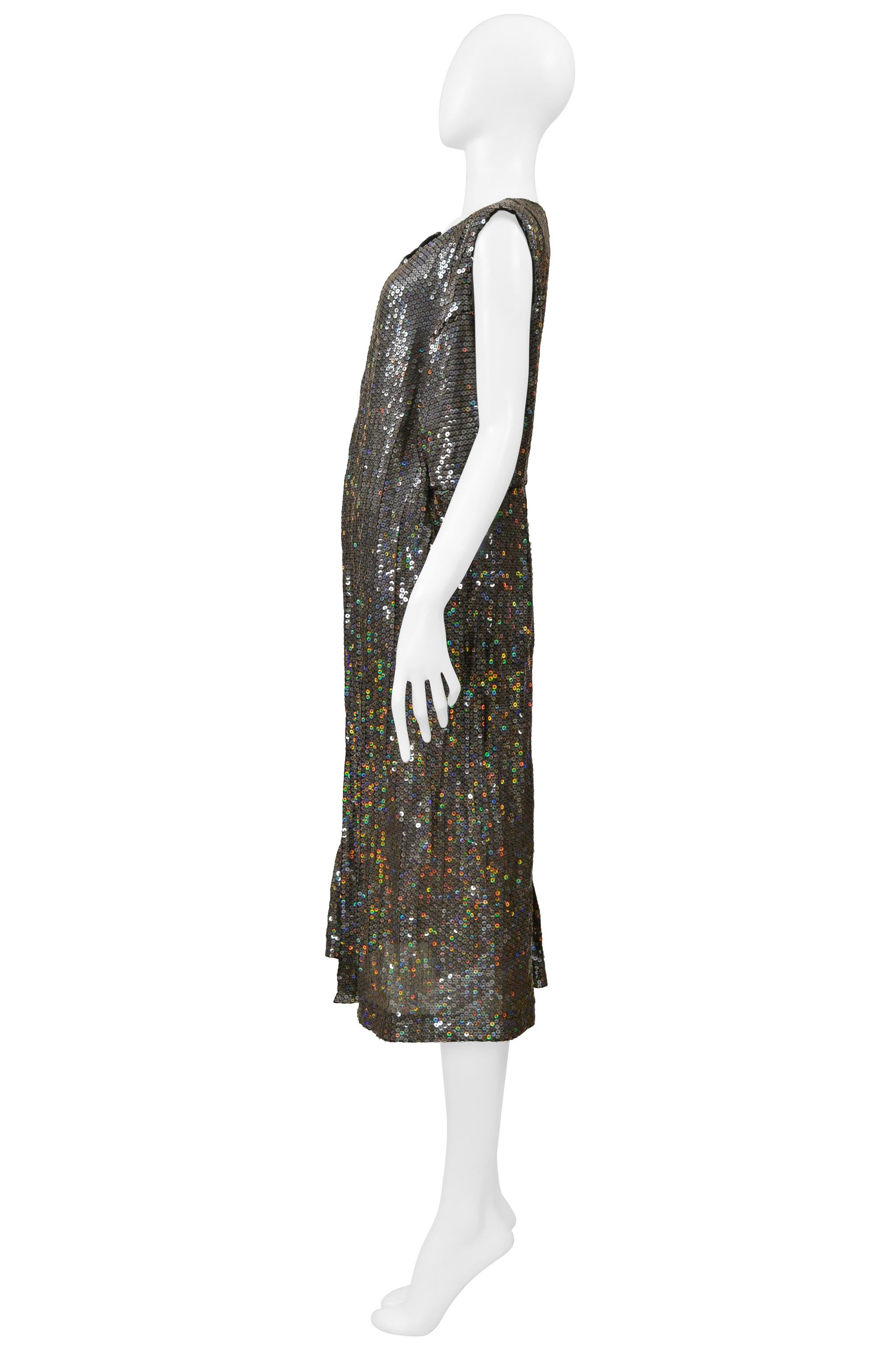 Women's Comme Des Garcons Silver Sequin Asymmetrical Cocktail Dress 2000 For Sale
