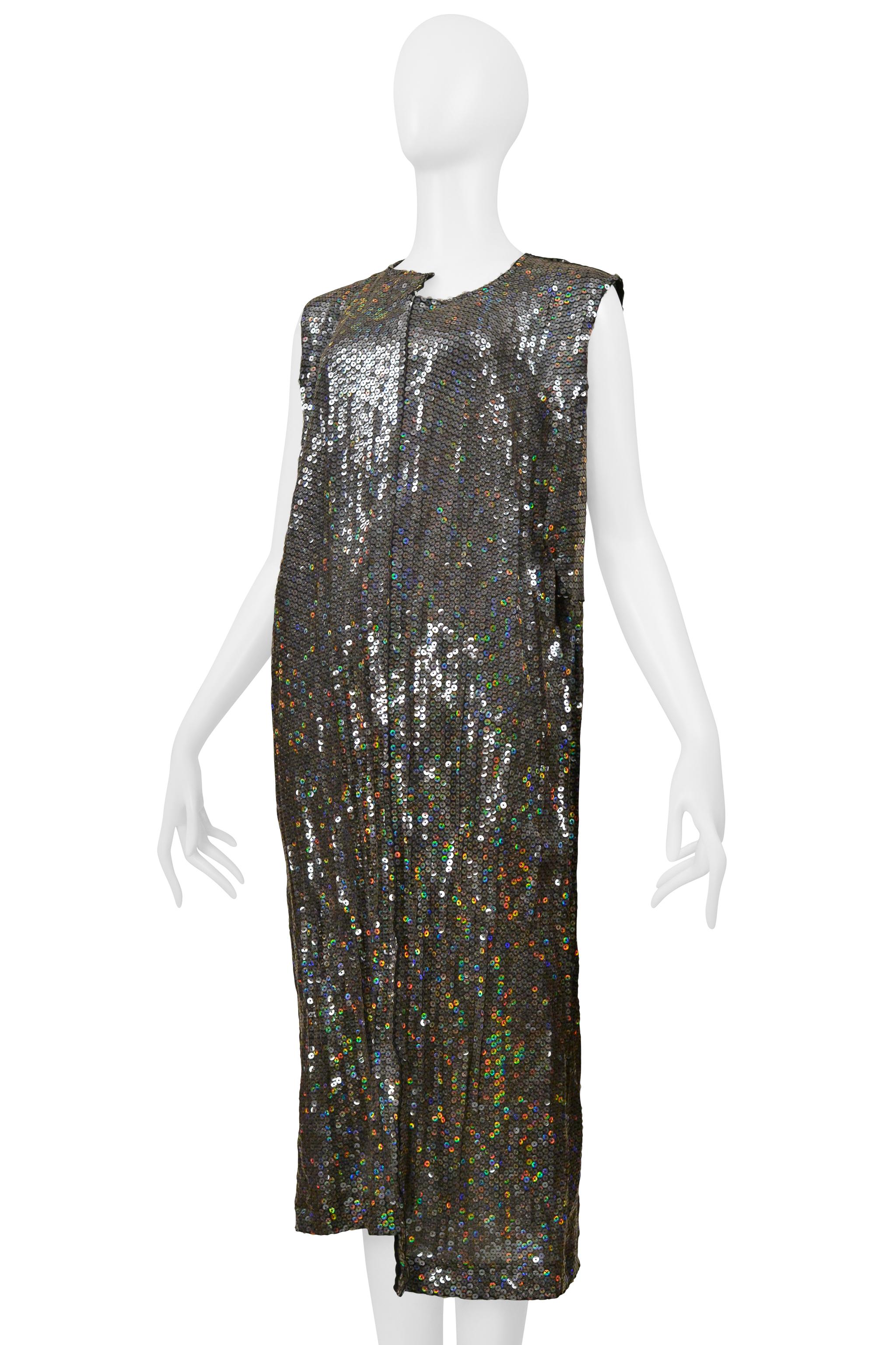 Comme Des Garcons Silver Sequin Asymmetrical Cocktail Dress 2000 For Sale 1