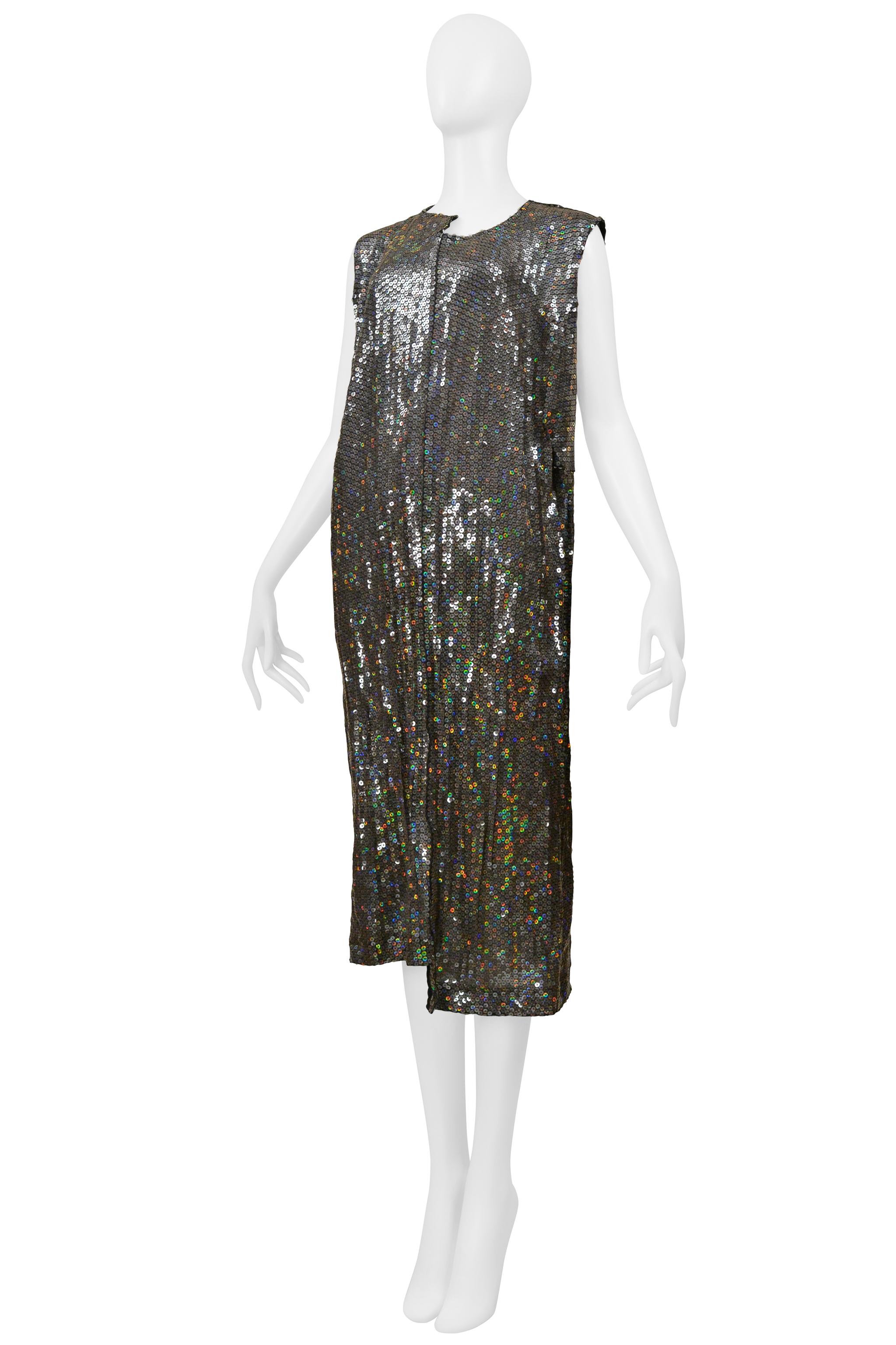 Comme Des Garcons Silver Sequin Asymmetrical Cocktail Dress 2000 For Sale 2