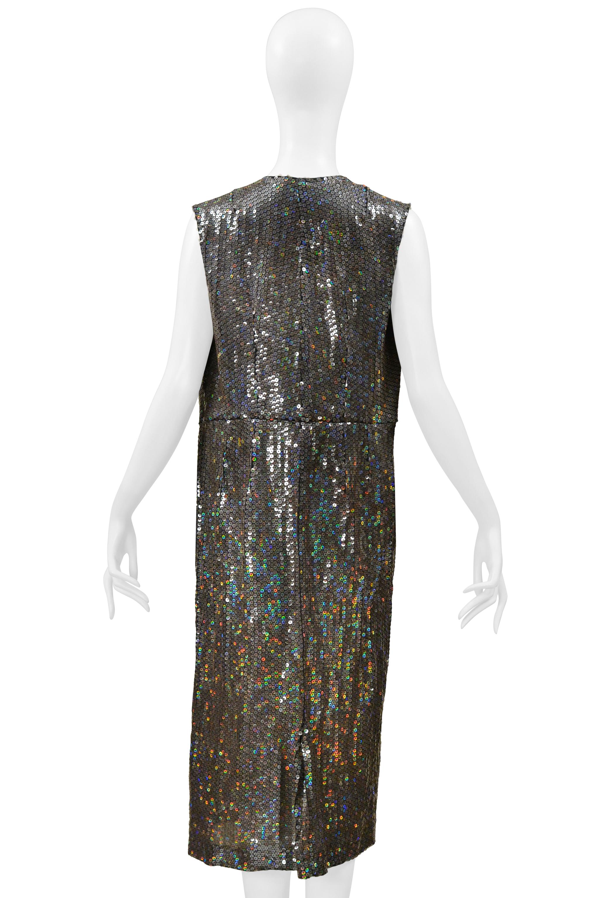 Comme Des Garcons Silver Sequin Asymmetrical Cocktail Dress 2000 For Sale 3
