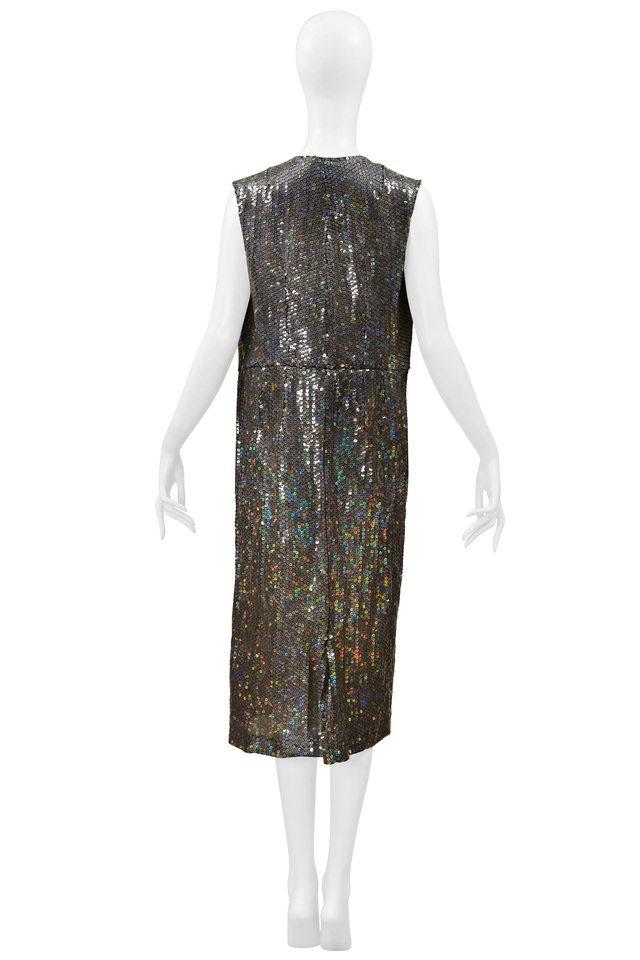 Comme Des Garcons Silver Sequin Asymmetrical Cocktail Dress 2000 For Sale 4