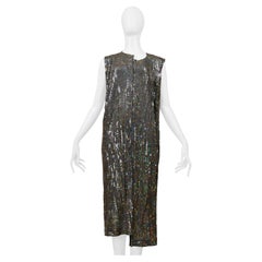 Comme Des Garcons Silver Sequin Asymmetrical Cocktail Dress 2000