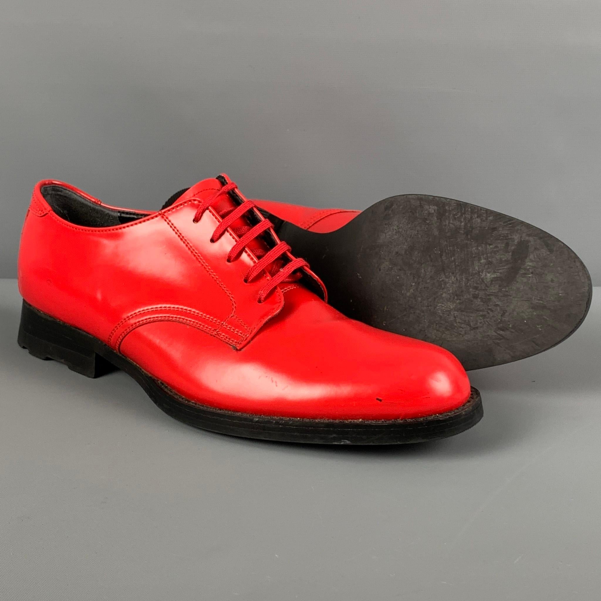 COMME des GARCONS Size 7 Red Leather Lace Up Shoes For Sale at 1stDibs