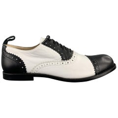 COMME des GARCONS Size 8 Black & White Perforated Leather Brogues