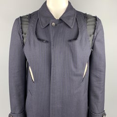 Women's COMME des GARCONS Size L Navy & Black Wool Coat
