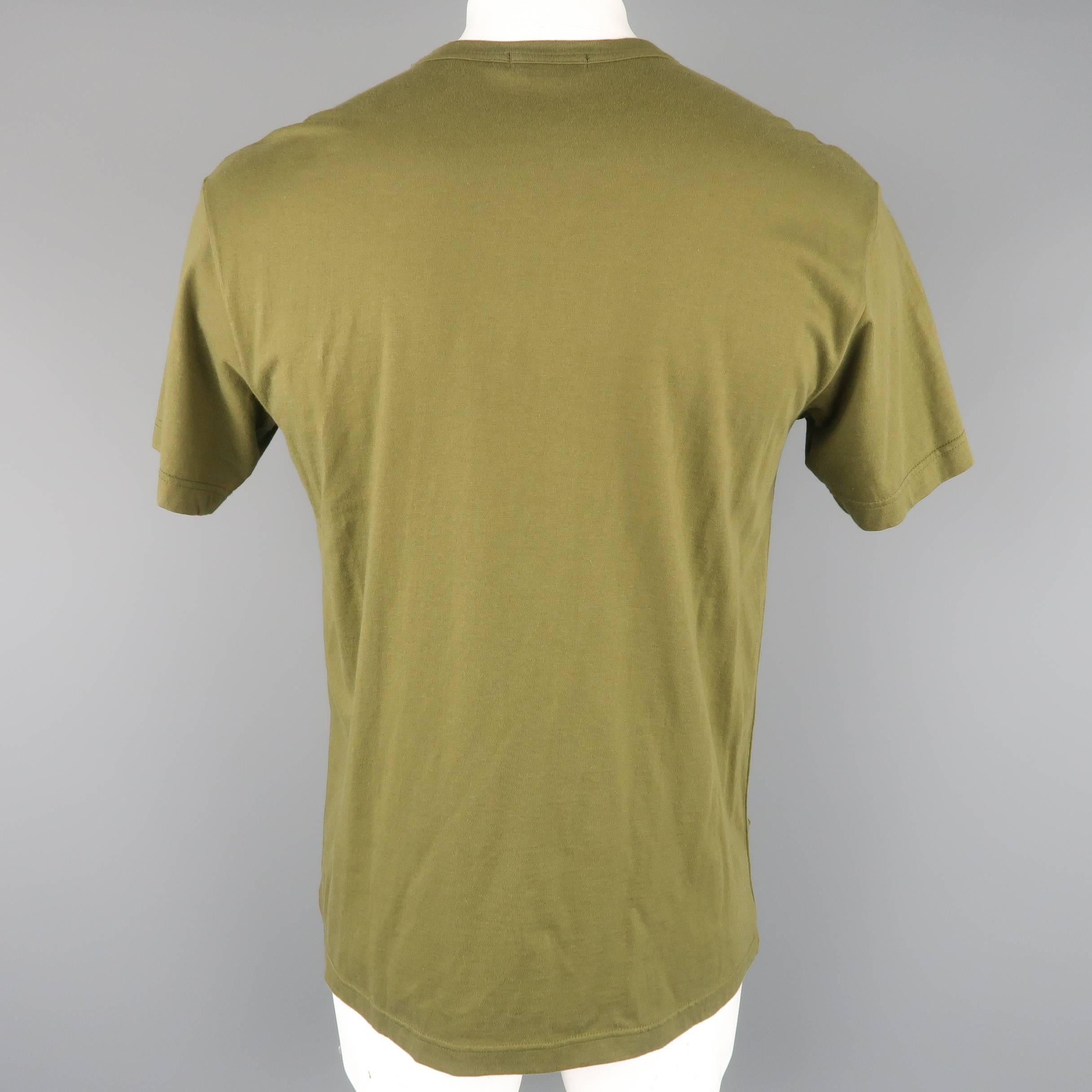 COMME des GARCONS Size L Olive Cut Out Mesh Cotton T-shirt - Spring 2