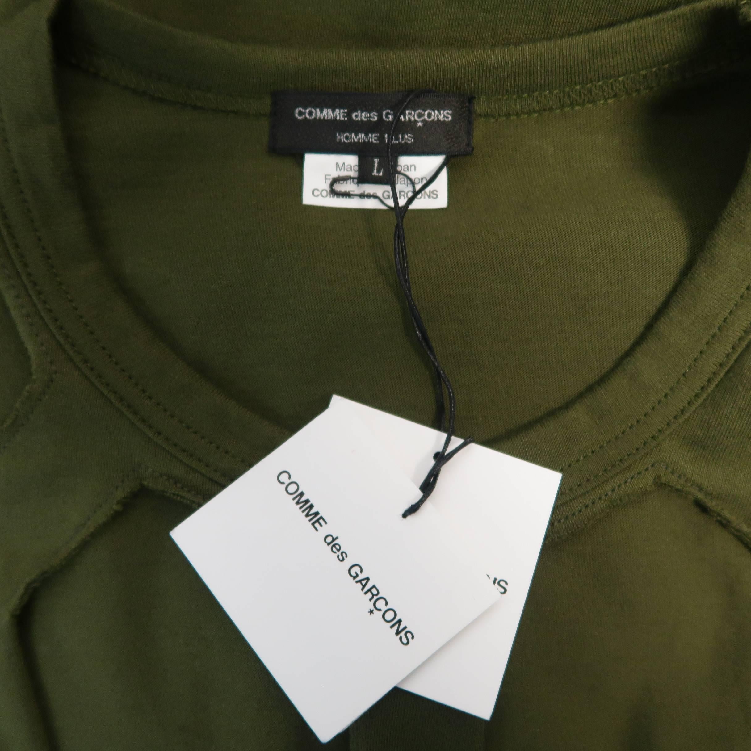 COMME des GARCONS Size L Olive Cut Out Mesh Cotton T-shirt - Spring 3