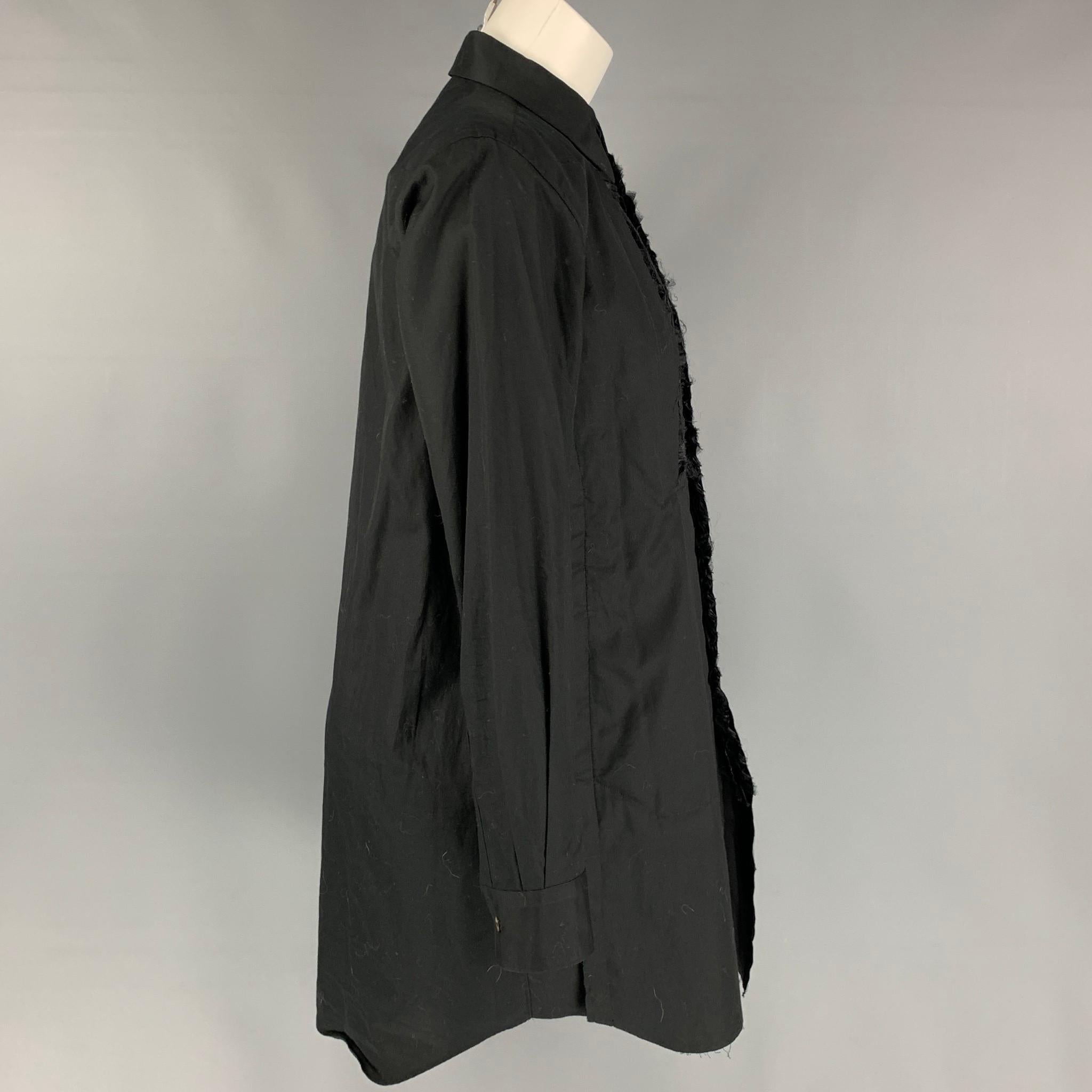 COMME des GARCONS Size M Black Cotton Ruffled Long Blouse In Good Condition In San Francisco, CA