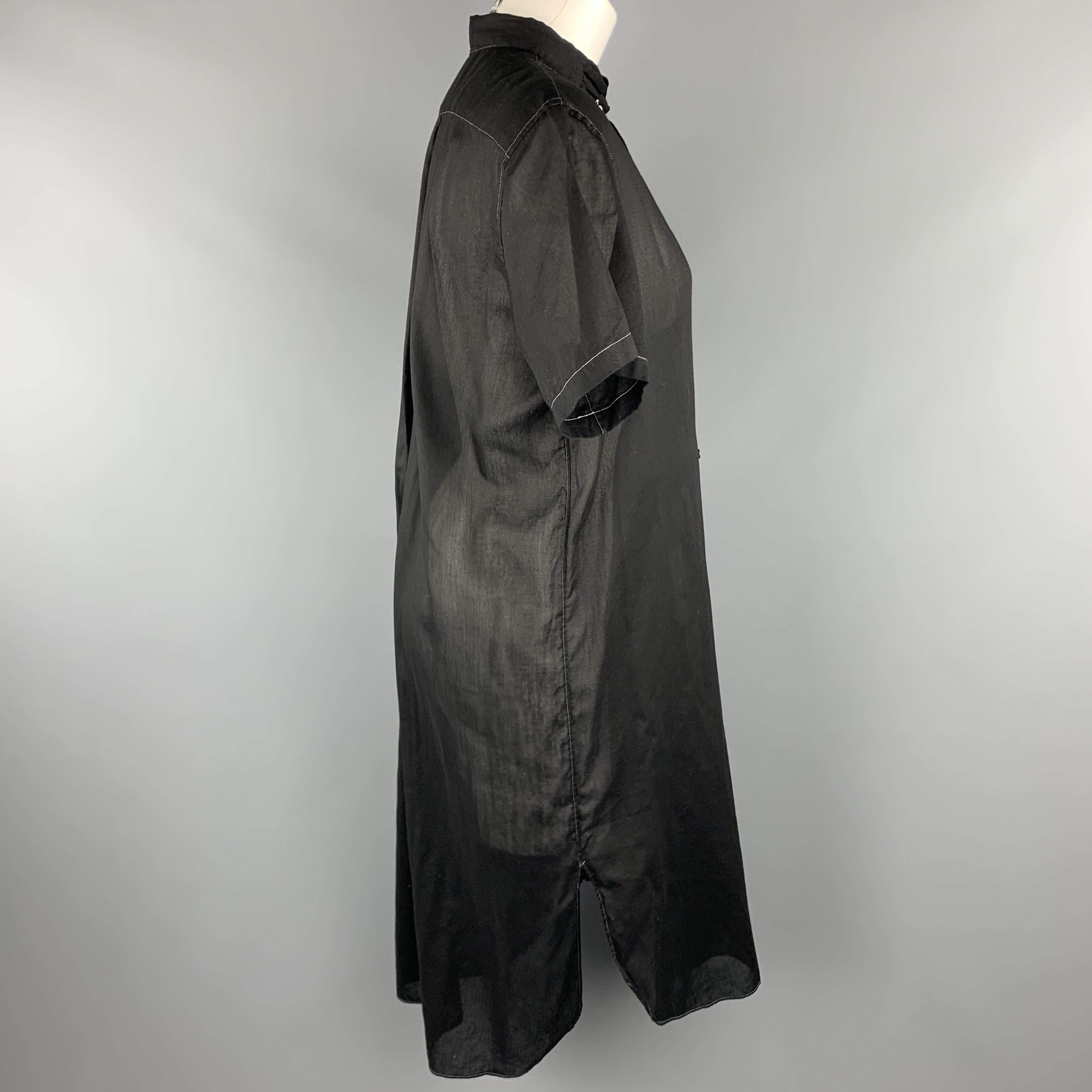 COMME des GARCONS Size M Black Sheer Cotton Contrast Stitch Oversized Dress In Excellent Condition In San Francisco, CA