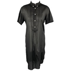 COMME des GARCONS Size M Black Sheer Cotton Contrast Stitch Oversized Dress