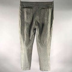 Pantalones informales COMME des GARCONS, talla M, negro y blanco, TE-P024, con estampado Glen Check, mezcla de lino