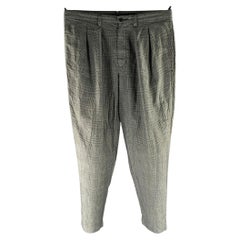 Pantalones informales COMME des GARCONS, talla M, negro y blanco, TE-P024, con estampado Glen Check, mezcla de lino