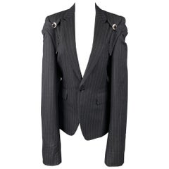 in jet black virgin wool Men/'s sport coat round neck and mandarin collar size 42R. Pierre Cardin blazer Vintage 1980s