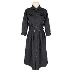 COMME des GARCONS Size M Navy Jacquard Floral Polyester Belted Dress