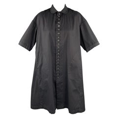 COMME des GARCONS Taille S Robe chemise surdimensionnée en coton noir à col claudine