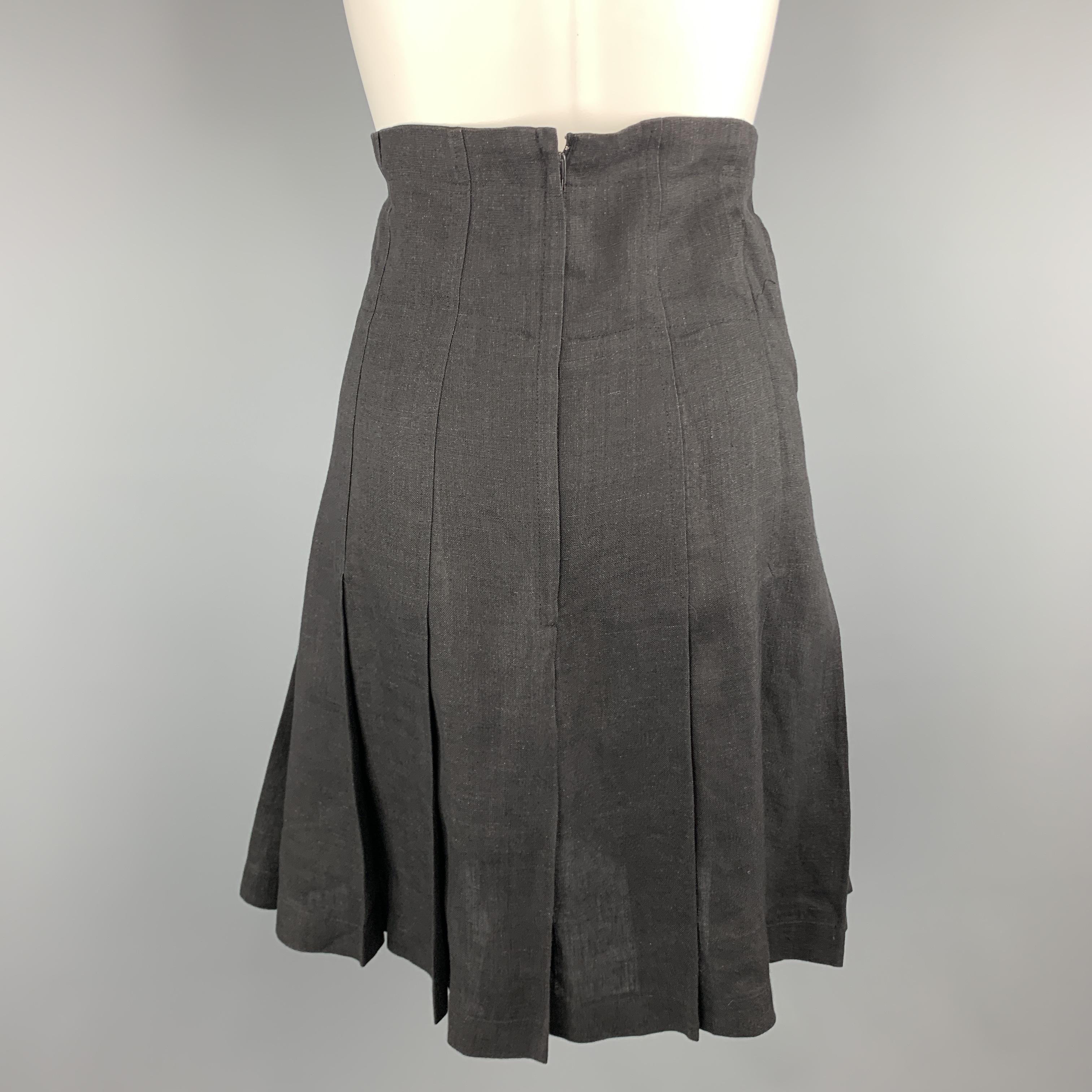 COMME des GARCONS Size S Black Linen Pleated Gathered Band Skirt In Excellent Condition In San Francisco, CA
