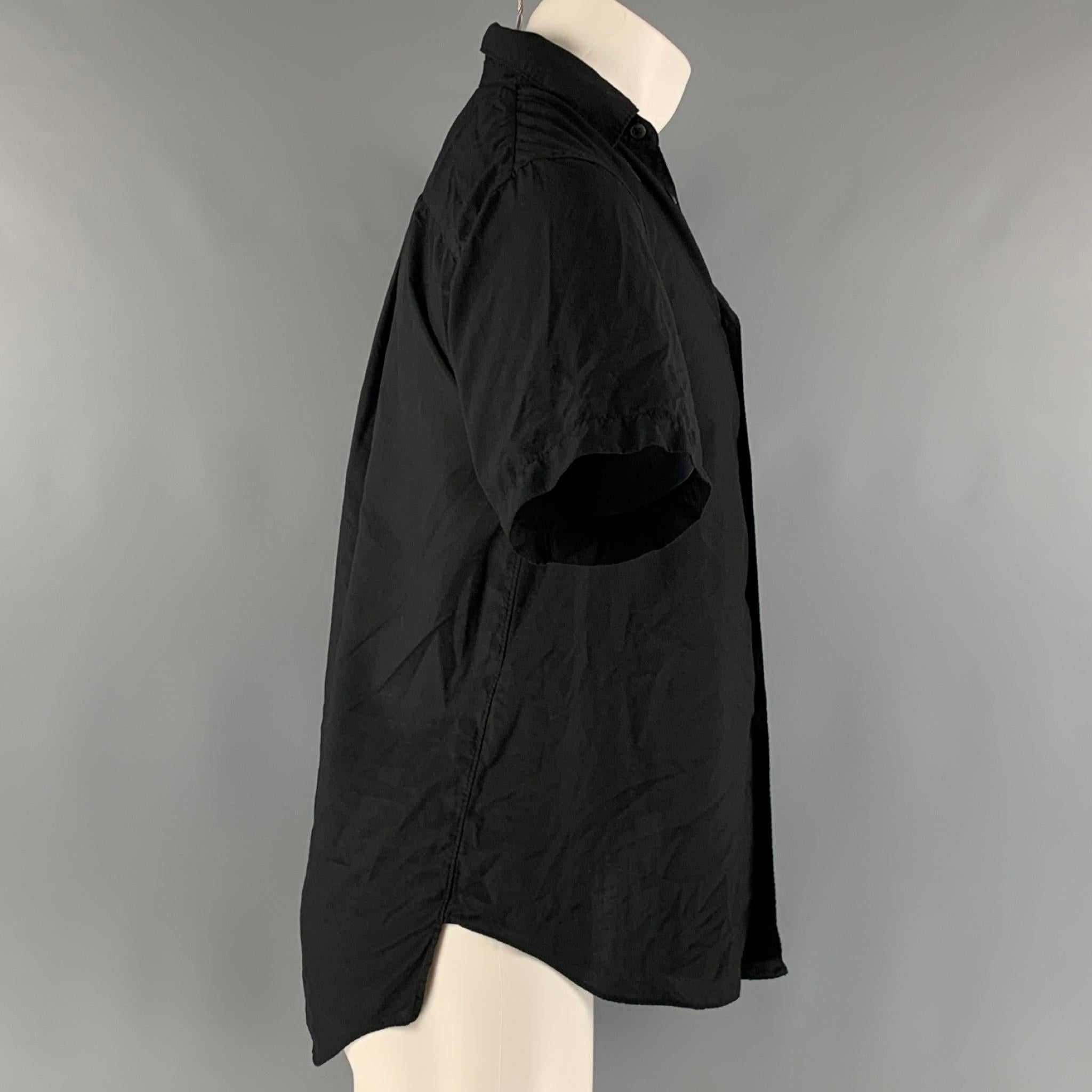 COMME des GARCONS Size S Black Polyester Asymmetrical Short Sleeve Shirt In Excellent Condition In San Francisco, CA